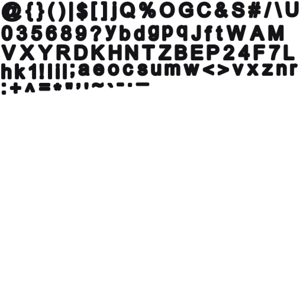 Transparent bitmap font atlas exported by NS Bitmap Font